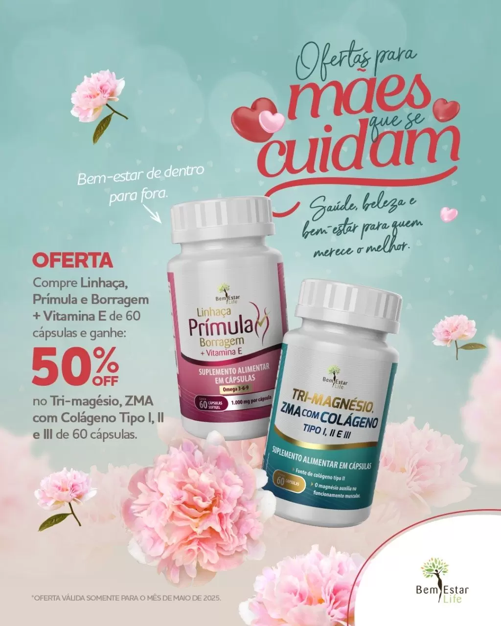 COMPRA DE PRIMULA, BORRAGEM, 60 CAPS. - GANHA 50% DSCTO TRI-MAGNESIO COM COLAGENO 1.2 e 3