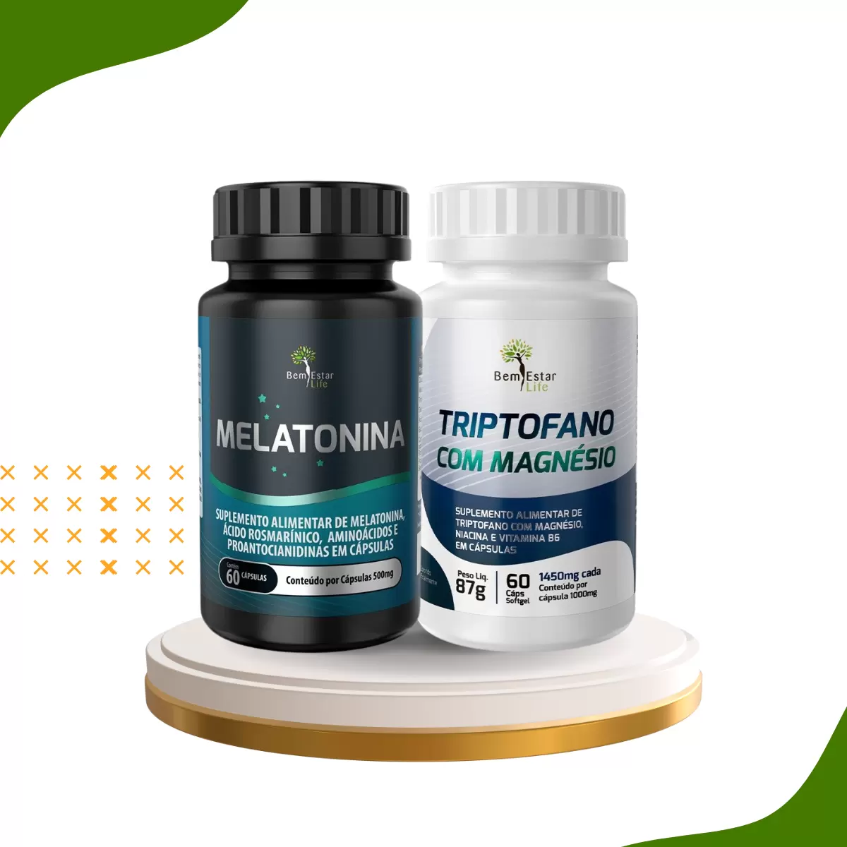 TRIPTOFANO COM MAGNESIO + MELATONINA - Bem Estar Life