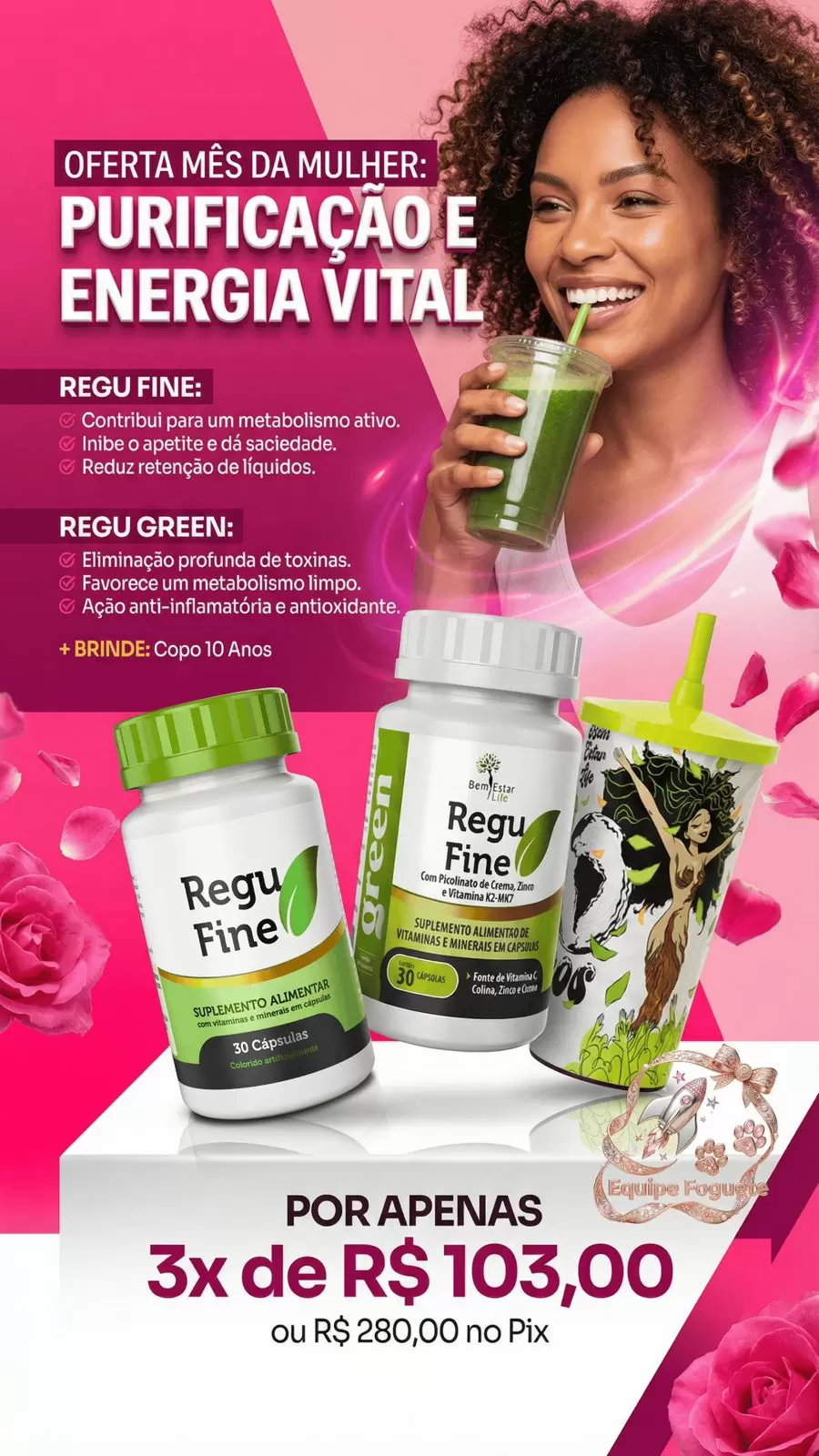 REGU FINE GROSELHA NEGRA + REGU FINE DETOX- BRINDE COPO ECOLOGICO