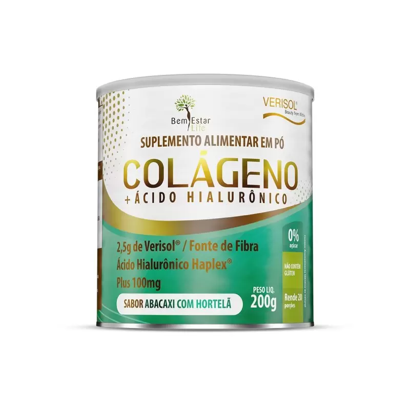 COLÁGENO VERISOL COM ÁCIDO HIALURÔNICO 200G. - SABOR ABACAXI COM HORTELA