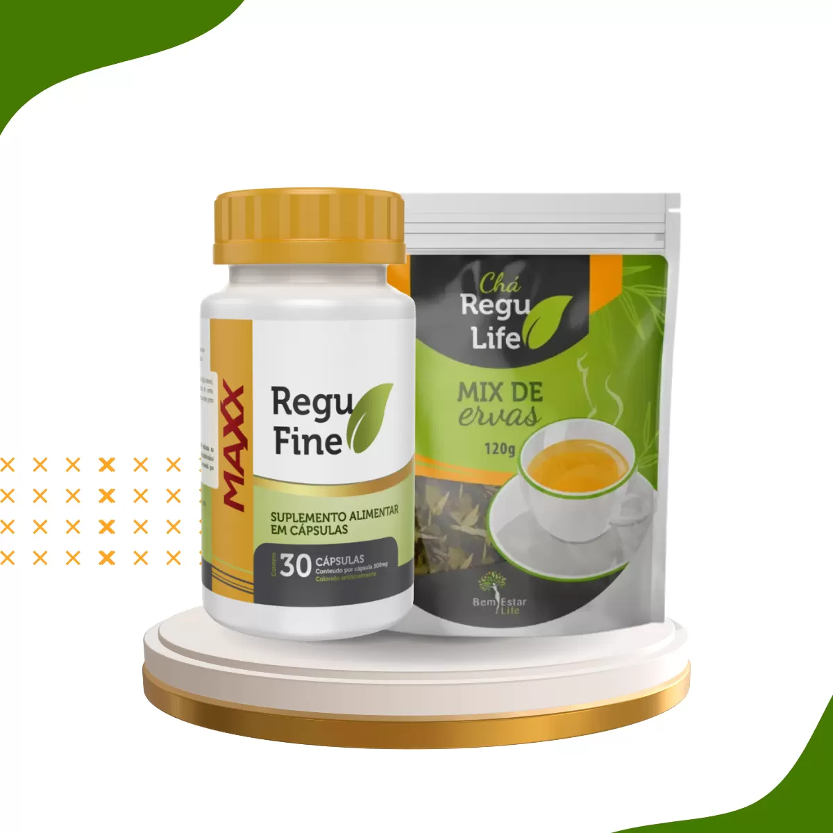  KIT INIBIDOR DE APETITE -1 REGU FINE MAXX + 1 CHÁ REGU LIFE (KIT 30 DIAS)