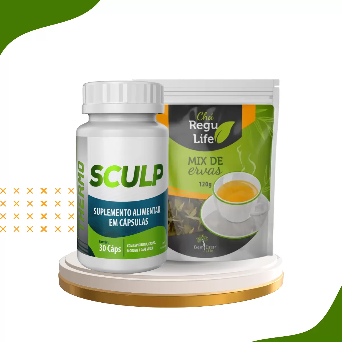 INIBIDOR DE APETITE KIT 1 SCULP THERMO + 1 CHA REGU LIFE (kit para 30 dias)