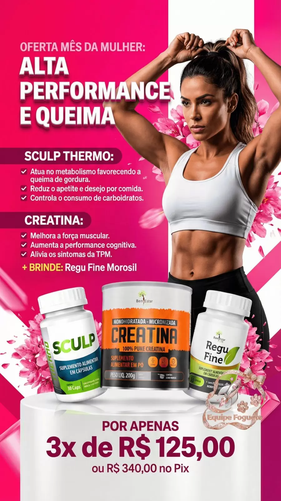 NA COMPRA DE SCULP THERMO + CREATINA MONOHIDRATADA BRINDE: REGU FINE (Morosil/café verde) 30 CAPSULAS