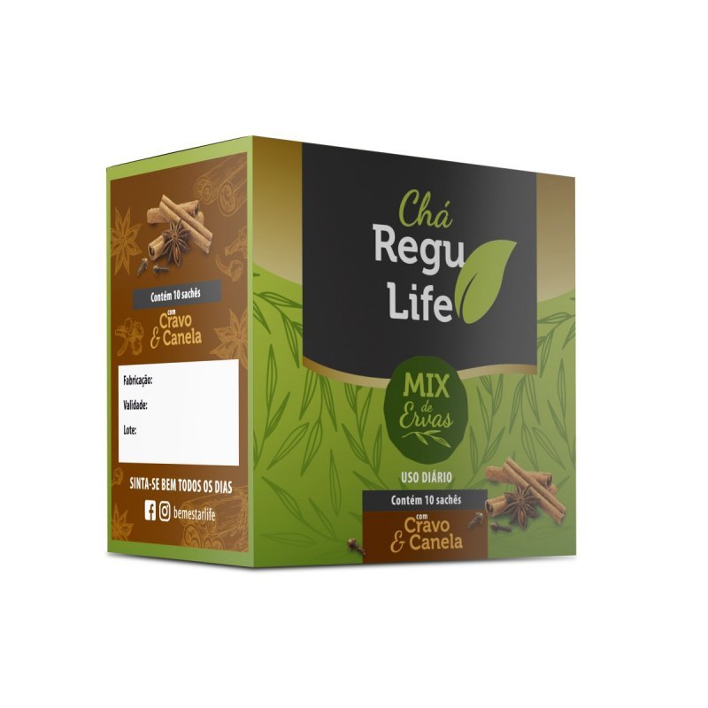 CHA REGU LIFE - 10 SACHET COM CRAVO E CANELA