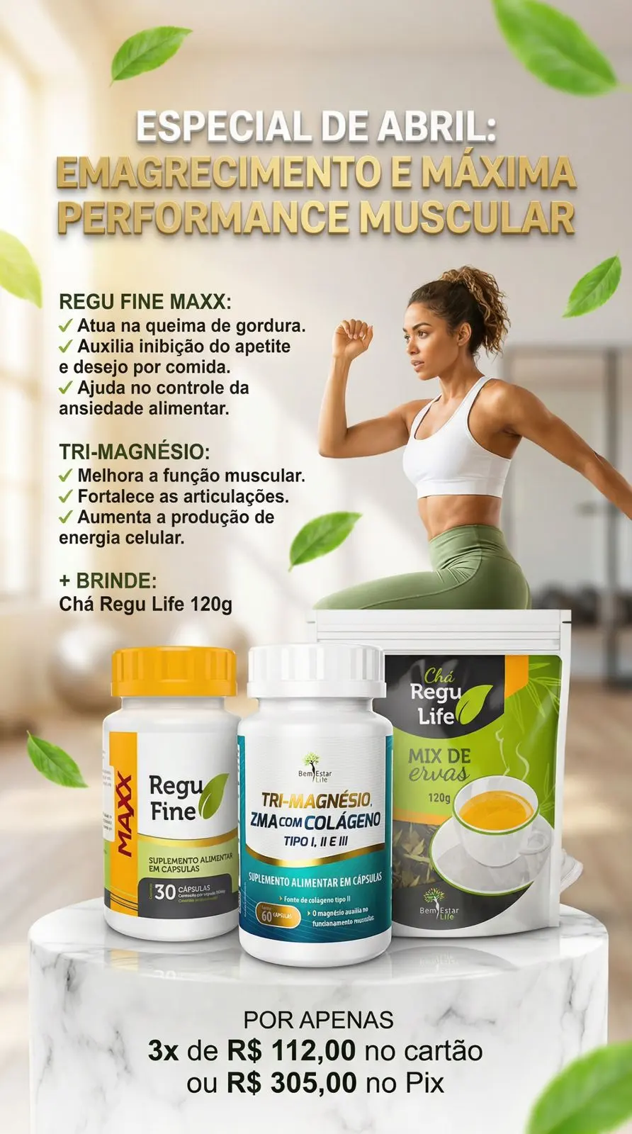 REGU FINE MAXX + TRI-MAGNESIO =  BRINDE REGU LIFE 120G