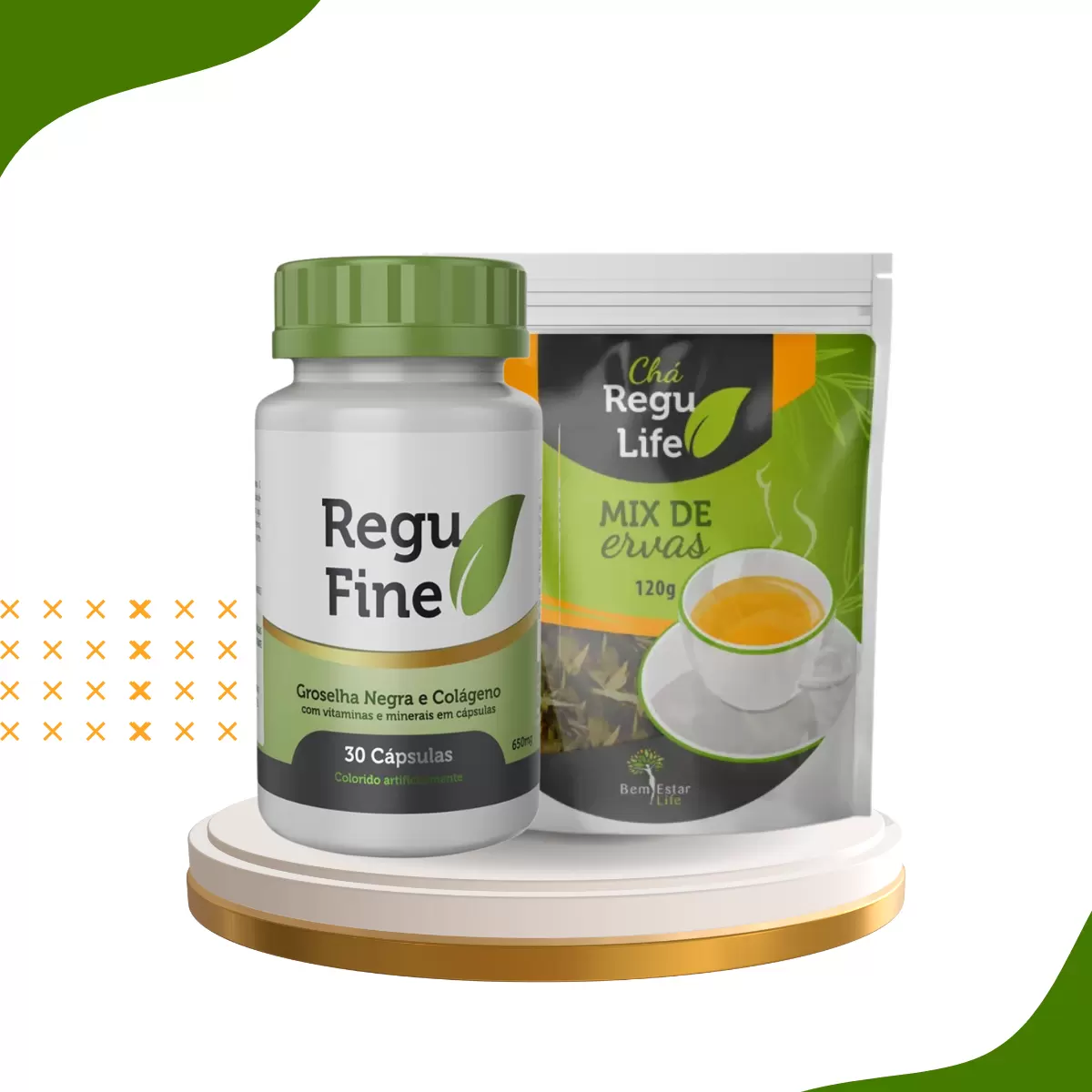 KIT INIBIDOR DE APETITE -01 REGU FINE + 1 CHA REGU LIFE 120G 