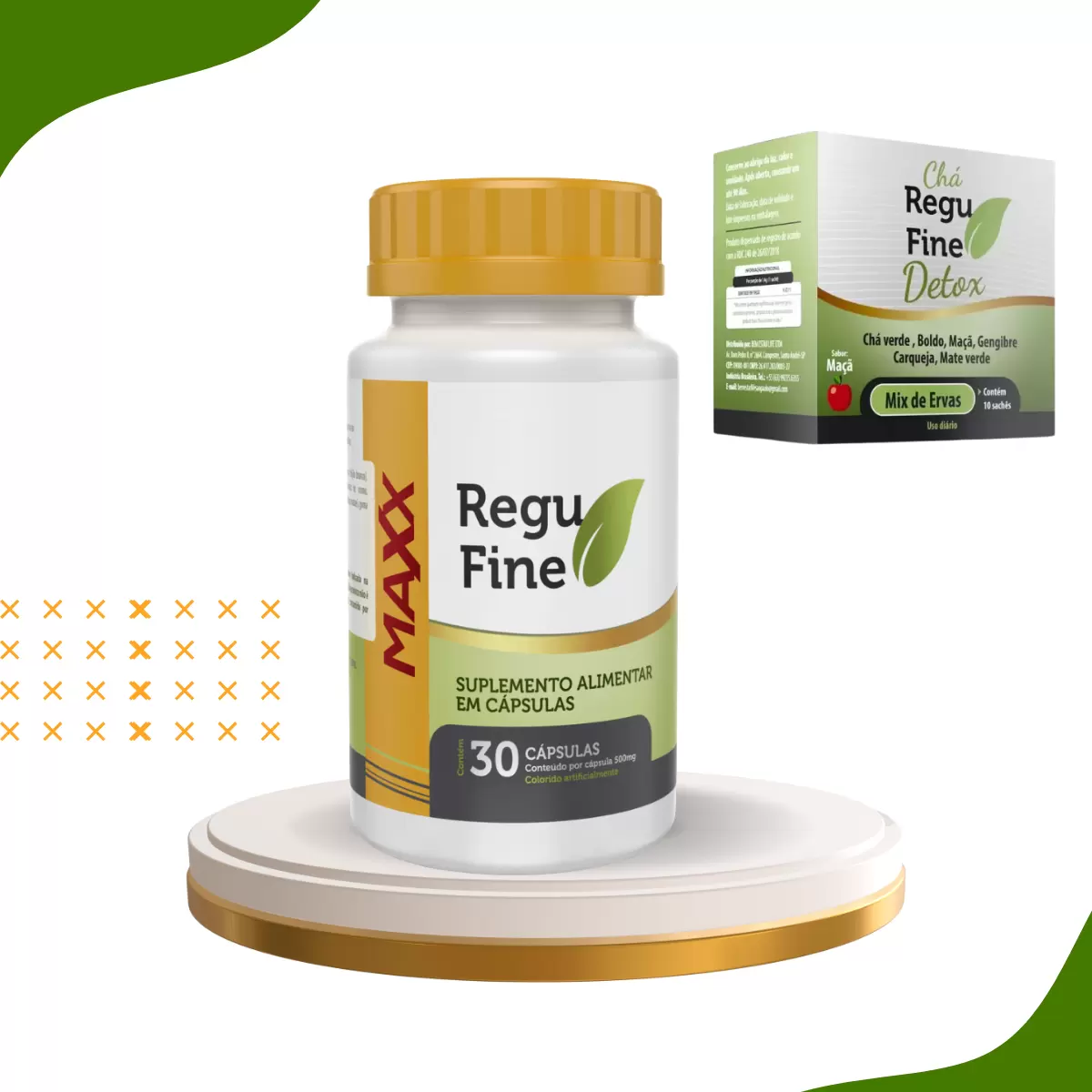INIBIDOR DE APETITE- REGU FINE MAXX- 30 CAPS + REGU FINE DETOX 10 saches
